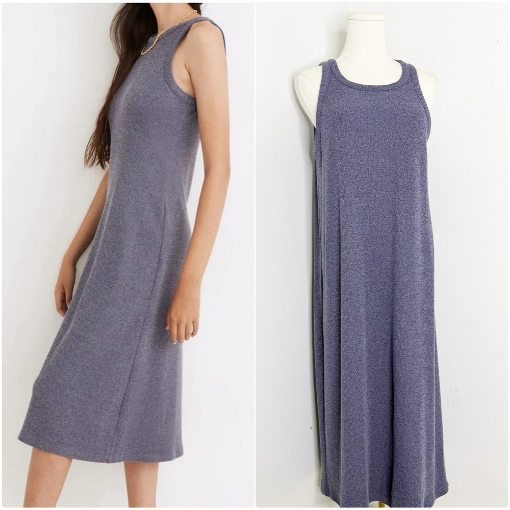 Madewell Westville Knit Tank Dress Blue Heather Size Large